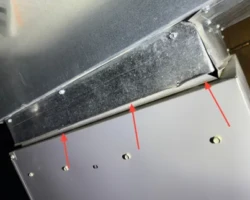 Ductwork – Leaking at the Air Handler Open gaps where supply ductwork meets an HVAC unit, left unsealed