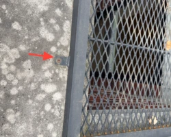 Plastic window well cover screwed down at its edges over a basement egress window