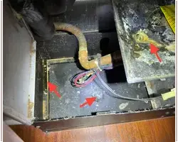 Fan Coil – Heavy Condensation and Staining Condensation and water staining inside a fan coil cabinet